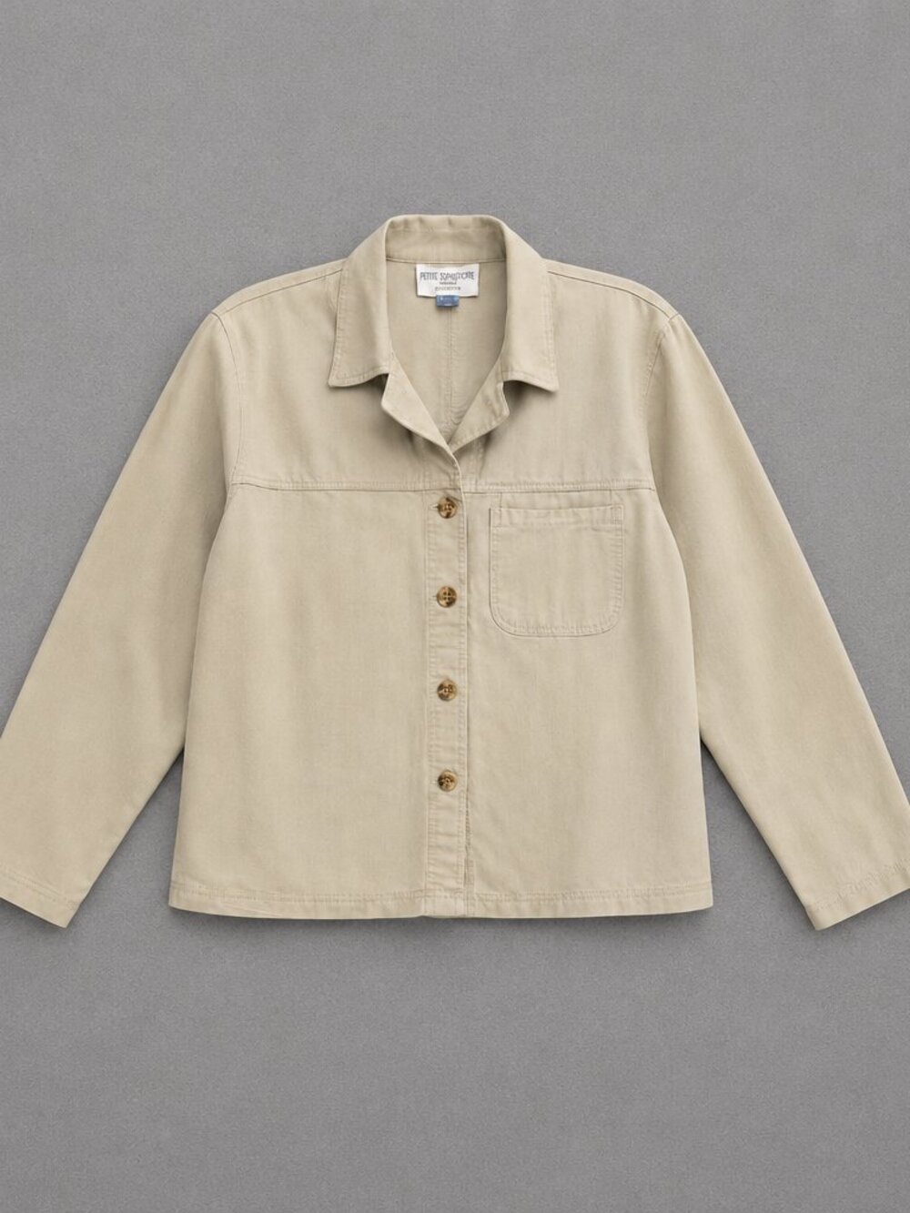 Petite Sophisticate & Co. Petite Lyocell Button Front Jacket P/L Neutral Beige